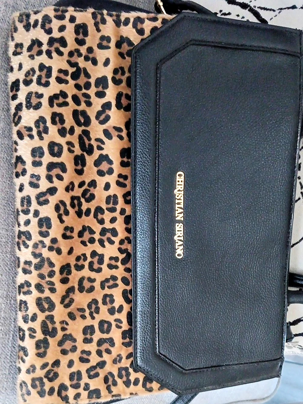 Christian Siriano Leopard Print Shoulder Bag in Black & Brown